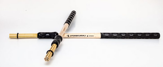 Second-gen hybrid hickory stick with bamboo rod bundle, solid bead tip, and 5B diameter. Fast, durable, wide dynamic range. Made in Canada by HeadHunters.