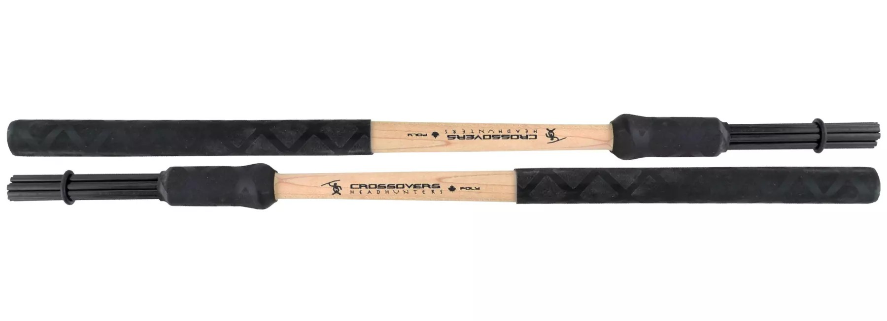 Crossovers Poly hybrid drum sticks feature lathed maple shaft with centre bore and semi-rounded poly bundle. Grip Control for increased durability and attack.
