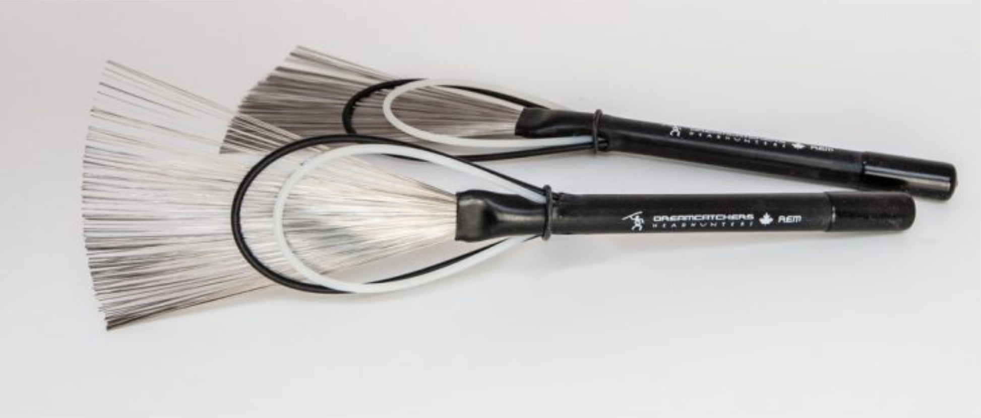 Dreamcatchers REM patented hybrid drum brush — dual nylon hoops, wire sandwiching, lightest Dreamcatchers design. Made in Canada by HeadHunters.