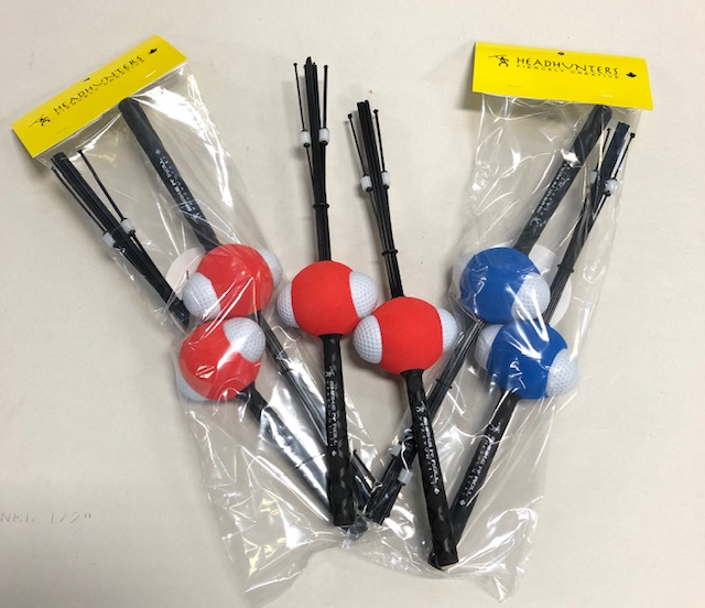 HeadHunters Shake N' Roll — shot-filled hybrid mallet with adjustable polyrod strands for unique tone and dynamic control. Made in Canada