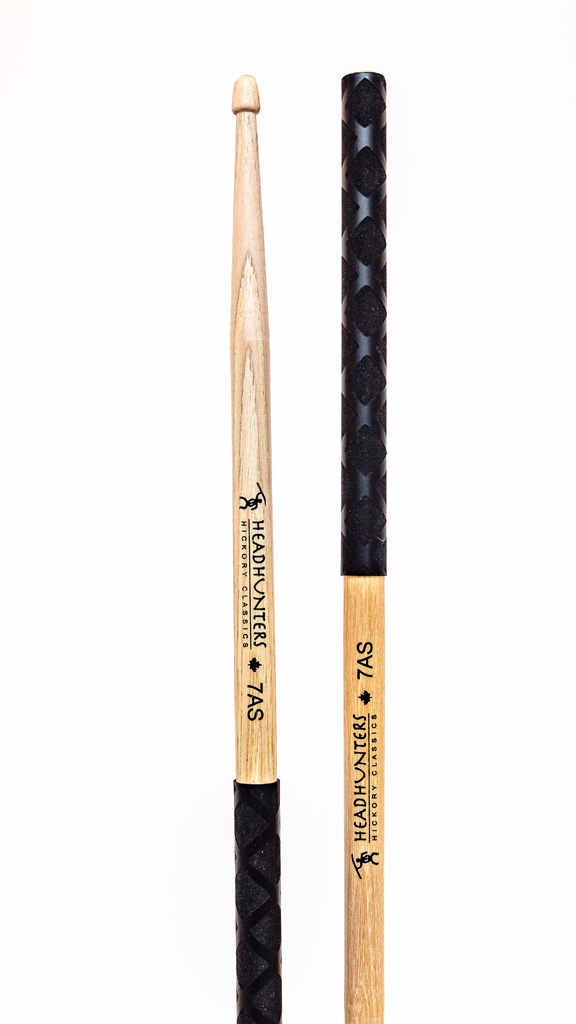 Headhunter Patterns Hickory Classic 7AS BX Drumsticks | Extended Length & Black X-Pattern ...