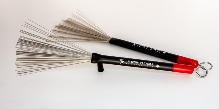 Heavy-gauge .016" wire drum brush with 3 fan settings and 0.565" rubber grip. More volume and presence than the Jazz Brush. Made in Canada by HeadHunters.