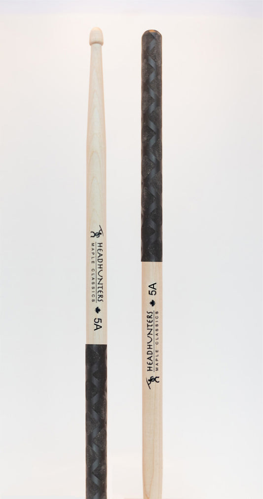 Maple Classic 5A BX drumstick with black double-texture X-pattern grip, Made in Canada